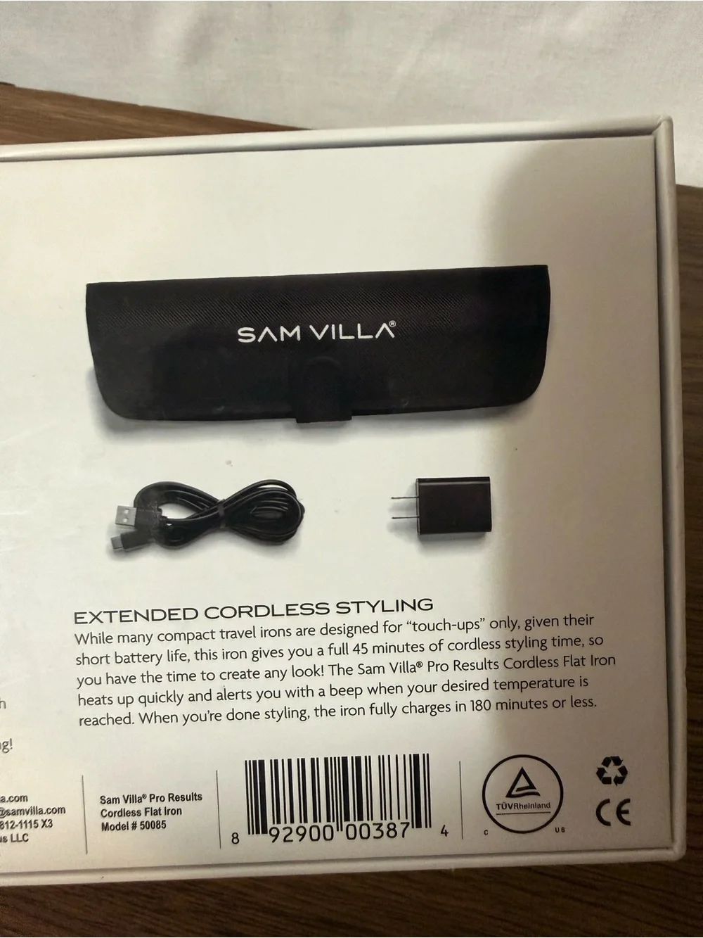 Sam Villa Pro Results Cordless Flat Iron - White Box